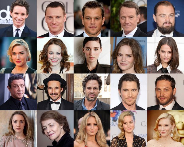 Los artistas nominados a los premios Oscar, todos de raza blanca.